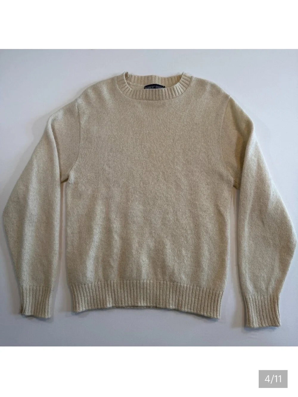 Vintage ROBERT BRUCE Ivory Cream Wool CrewNeck Sweater Large ( fits like medium)